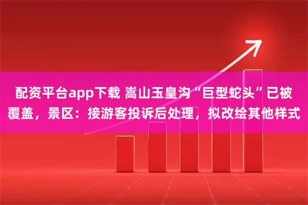 配资平台app下载 嵩山玉皇沟“巨型蛇头”已被覆盖，景区：接游客投诉后处理，拟改绘其他样式