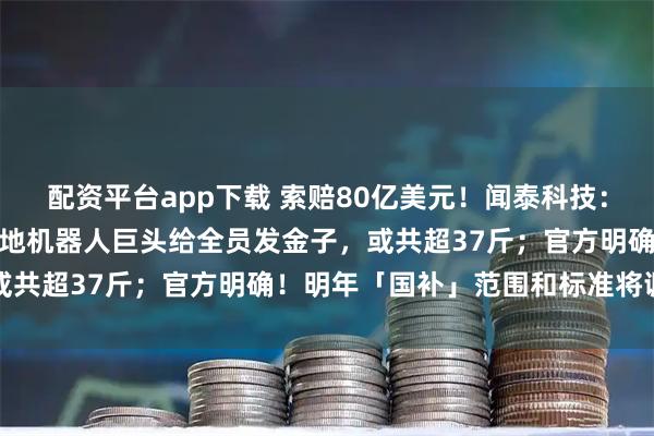 配资平台app下载 索赔80亿美元！闻泰科技：必须夺回安世半导体；扫地机器人巨头给全员发金子，或共超37斤；官方明确！明年「国补」范围和标准将调整